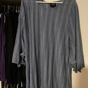 Blue and white dotted blouse